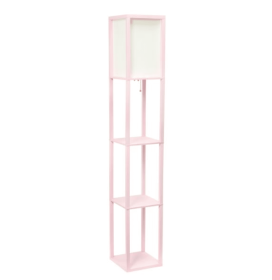 Lalia Home Column Shelf Floor Lamp with Linen Shade (Color: Light Pink)