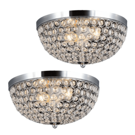 Lalia Home Crystal Glam 2 Light Ceiling Flush Mount (Color: Chrome)