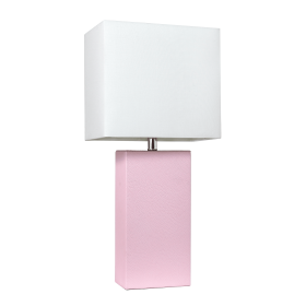 Lalia Home Lexington Leather Base Modern Home Decor Bedside Table Lamp (Color: Blush Pink, size: 21")