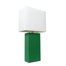 Lalia Home Lexington Leather Base Modern Home Decor Bedside Table Lamp (Color: Green, size: 21")