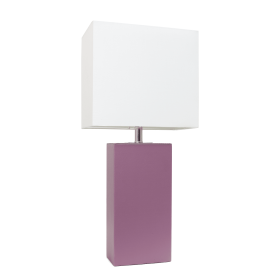 Lalia Home Lexington Leather Base Modern Home Decor Bedside Table Lamp (Color: Purple, size: 21")