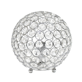 Lalia Home Elipse Medium Contemporary Metal Crystal Round Sphere Glamourous Orb Table Lamp (Color: Chrome, size: 8")