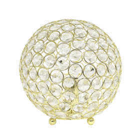 Lalia Home Elipse Medium Contemporary Metal Crystal Round Sphere Glamourous Orb Table Lamp (Color: Gold, size: 8")