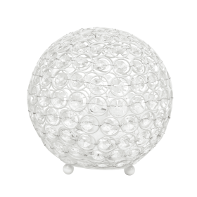 Lalia Home Elipse Medium Contemporary Metal Crystal Round Sphere Glamourous Orb Table Lamp (Color: White, size: 8")