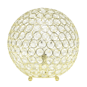 Lalia Home Elipse Medium Contemporary Metal Crystal Round Sphere Glamourous Orb Table Lamp (Color: Gold, size: 10")