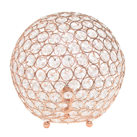 Lalia Home Elipse Medium Contemporary Metal Crystal Round Sphere Glamourous Orb Table Lamp (Color: Rose Gold, size: 10")