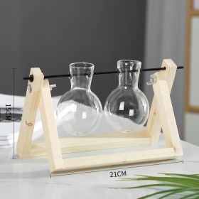 Swing Wooden Stand Hydroponic Plant Container Glass Vase (Option: Log B)