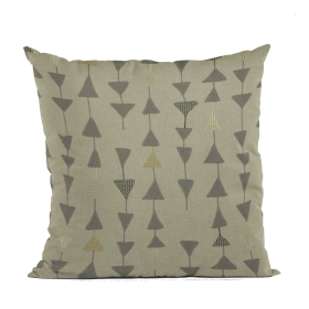 Plutus Pebble Manti Embroydery, Some Of The Triangles Have Metalic Threads Luxury Throw Pillow (Color: Pebble, size: Double sided  18" x 18")