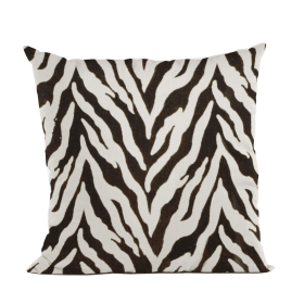 Plutus Ebony/Ivory Zebra Zebra Print Velvet Luxury Throw Pillow (Color: Ebony/Ivory, size: Double sided  12" x 20")