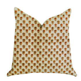 Plutus Rosy Posse Orange and Tan Floral Luxury Throw Pillow (Color: Tan, Orange, size: Double sided  16" x 16")