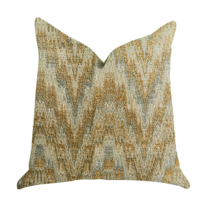 Plutus Designer Ripple Luxury Throw Pillow (Color: Brown, Blue, Beige, size: Double sided  12" x 25")