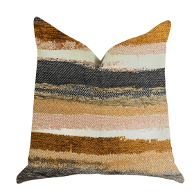 Plutus Bahia Belle Striped Luxury Throw Pillow (Color: Brown, Beige, White, size: Double sided  16" x 16")