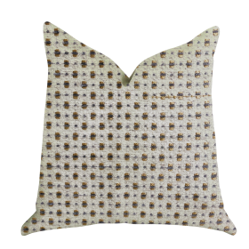 Plutus Haven Pointe Patterned Luxury Throw Pillow (Color: Gold, Beige, size: Double sided  12" x 25")