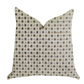 Plutus Haven Pointe Patterned Luxury Throw Pillow (Color: Gold, Beige, size: Double sided  26" x 26")