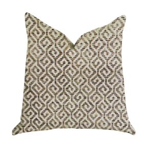 Plutus Omni Truffle Brown Shades Maze Luxury Throw Pillow (Color: Brown, Beige, size: Double sided  12" x 25")