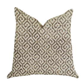 Plutus Omni Truffle Brown Shades Maze Luxury Throw Pillow (Color: Brown, Beige, size: Double sided  16" x 16")