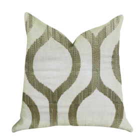 Plutus Morrocan Villa Light Grass Luxury Throw Pillow (Color: Green, Beige, size: Double sided  18" x 18")