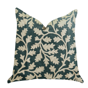 Plutus Wild Emerald Figleaf in Green Luxury Throw Pillow (Color: Green, Beige, size: Double sided  12" x 25")