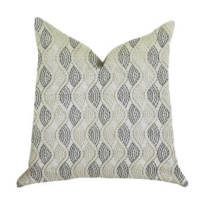 Plutus Enigma Twist Luxury Throw Pillow in Blue, Beige Colors (Color: Blue, Beige, size: Double sided  18" x 18")