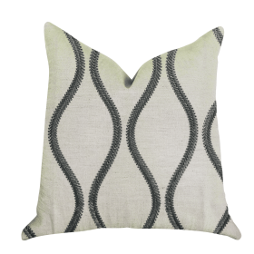 Plutus Bella Curve Green and Beige Luxury Throw Pillow (Color: Green, Beige, size: Double sided  22" x 22")