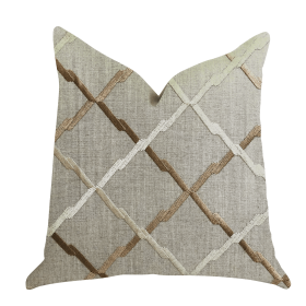 Plutus Urban Square Brown and Beige Luxury Throw Pillow (Color: Brown, Beige, size: Double sided  12" x 25")