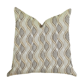 Plutus Enigma Twist Luxury Throw Pillow (Color: Beige, Gold, size: Double sided  16" x 16")