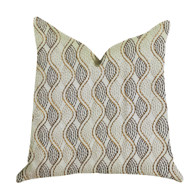 Plutus Enigma Twist Luxury Throw Pillow (Color: Beige, Gold, size: Double sided  20" x 26" Standard)