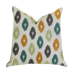 Plutus Wild Ingrid Ikat Multi Color Luxury Throw Pillow (Color: Green, Blue, Beige, size: Double sided  12" x 25")