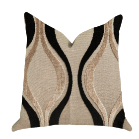 Plutus Misty Belvedere Luxury Throw Pillow in Brown and Black Tones (Color: Black, Brown, size: Double sided  12" x 25")