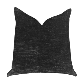 Plutus Onyx Caviar Velvet Throw Pillow in Black (Color: Black, size: Double sided  20" x 36" King)