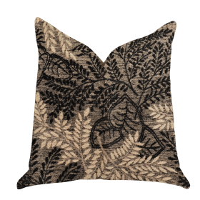 Plutus Bonzai Ebony Floral Throw Pillow in Black and Brown (Color: Black, Brown, size: Double sided  12" x 25")