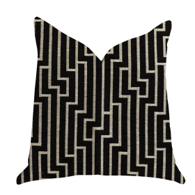 Plutus Posh Lady Black and Beige Tones Luxury Throw Pillow (Color: Black, Beige, size: Double sided  16" x 16")