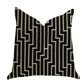 Plutus Posh Lady Black and Beige Tones Luxury Throw Pillow (Color: Black, Beige, size: Double sided  24" x 24")