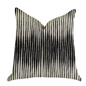 Plutus Black Crystal Luxury Throw Pillow in Black and Beige Tones (Color: Black, Beige, size: Double sided  22" x 22")