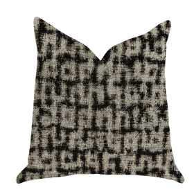 Plutus Modish Millie Luxury Throw Pillow in Black and Beige Tones (Color: Black, Beige, size: Double sided  18" x 18")