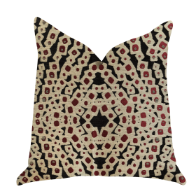 Plutus Scarlet Gem Luxury Throw Pillow in Red and Black (Color: Red, Black, Bronze, size: Double sided  18" x 18")