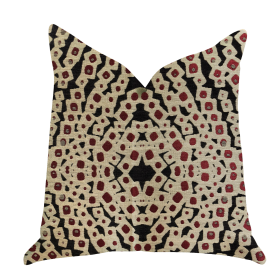 Plutus Scarlet Gem Luxury Throw Pillow in Red and Black (Color: Red, Black, Bronze, size: Double sided  20" x 36" King)