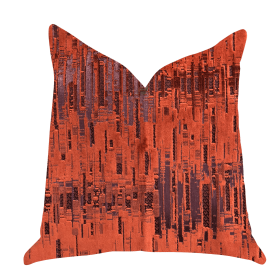 Plutus Luminous Skyscraper Luxury Throw Pillow in Orange Red Tones (Color: Orange, Red, size: Double sided  12" x 25")