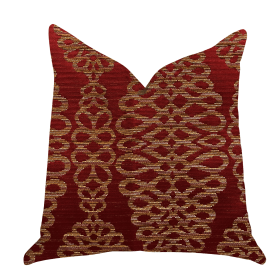 Plutus Sweet Henna Luxury Throw Pillow in Red and Gold (Color: Red, Gold, size: Double sided  22" x 22")