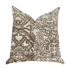 Plutus Dusky Cosmo Textured Luxury Throw Pillow (Color: Brown, Beige, size: Double sided  16" x 16")