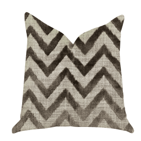 Plutus Oblique Zigzag Luxury Throw Pillow in Beige Tones (Color: Beige, size: Double sided  12" x 25")