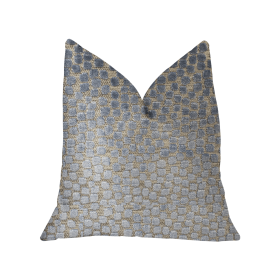 Plutus Dusky Gem Blue and Silver Luxury Throw Pillow (Color: Blue, Silver, size: Double sided  12" x 20")