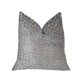 Plutus Dusky Gem Blue and Silver Luxury Throw Pillow (Color: Blue, Silver, size: Double sided  22" x 22")