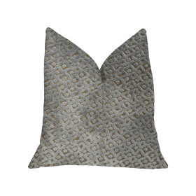 Plutus Metropolis Silver and Taupe Luxury Throw Pillow (Color: Silver, Taupe, size: Double sided  12" x 20")