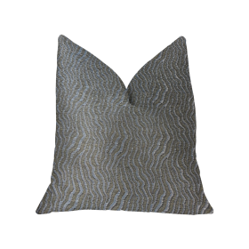 Plutus Dusky Veined  Silver and Taupe Luxury Throw Pillow (Color: Silver, Taupe, size: Double sided  24" x 24")