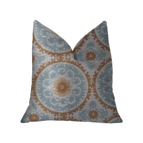 Plutus Sunset Cottage Orange, Blue and Ivory Luxury Throw Pillow (Color: Orange, Blue, Ivory, size: Double sided  16" x 16")