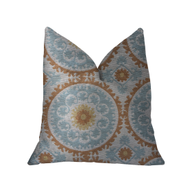 Plutus Sunset Cottage Orange, Blue and Ivory Luxury Throw Pillow (Color: Orange, Blue, Ivory, size: Double sided  18" x 18")