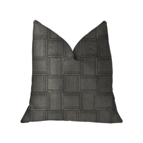 Plutus Licorice Black Artificial Leather Luxury Throw Pillow (Color: Black Artificial Leather, size: Double sided  20" x 26" Standard)