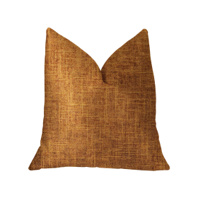 Plutus Marmalade Brown and Gold Luxury Throw Pillow (Color: Brown, Gold, size: Double sided  16" x 16")