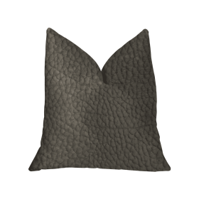 Plutus Modern Black Black Artificial Leather Luxury Throw Pillow (Color: Black Artificial Leather, size: Double sided  20" x 20")